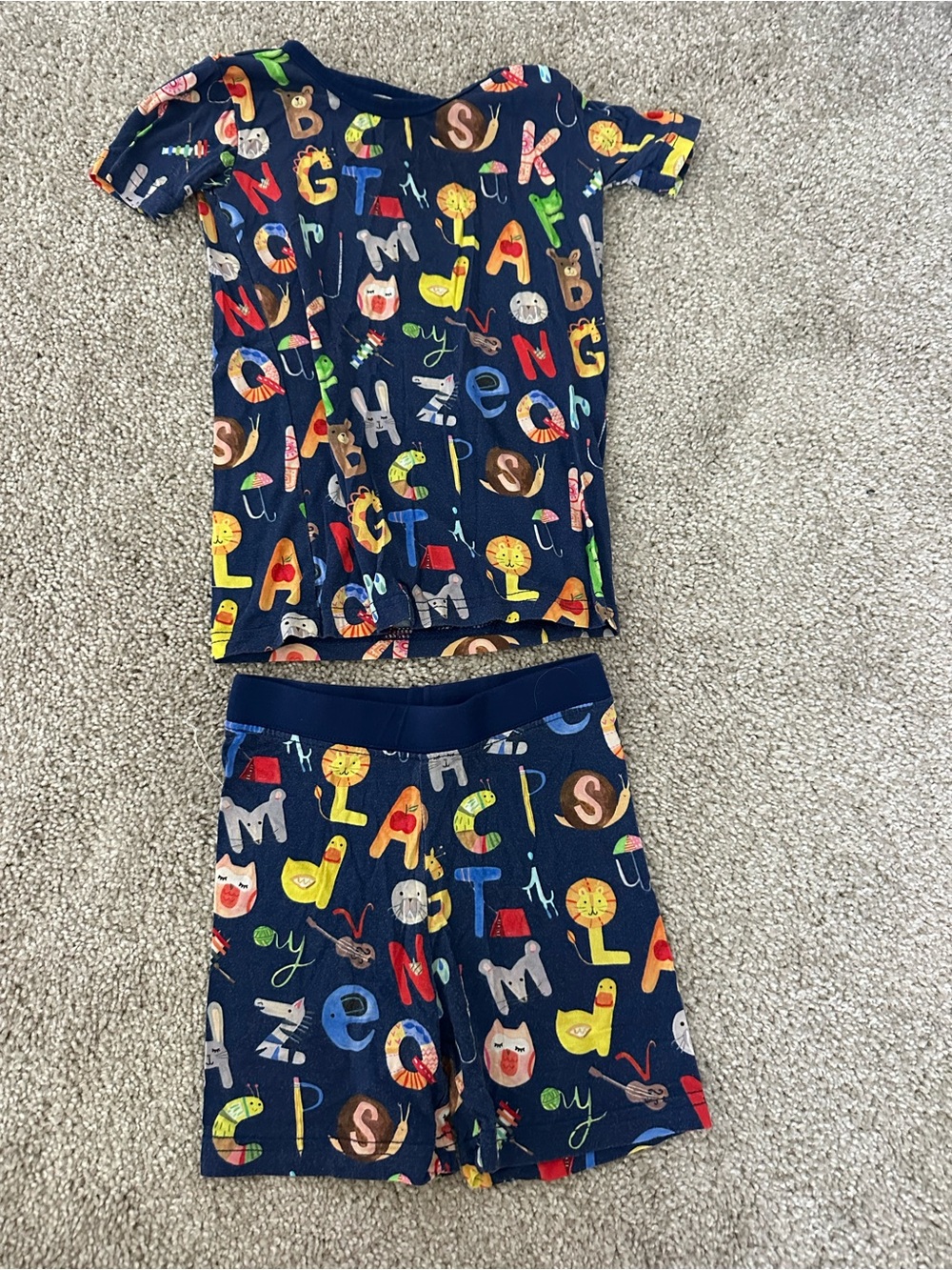 Little Sleepies Navy Multicolor Alphabet Short Pajama Set